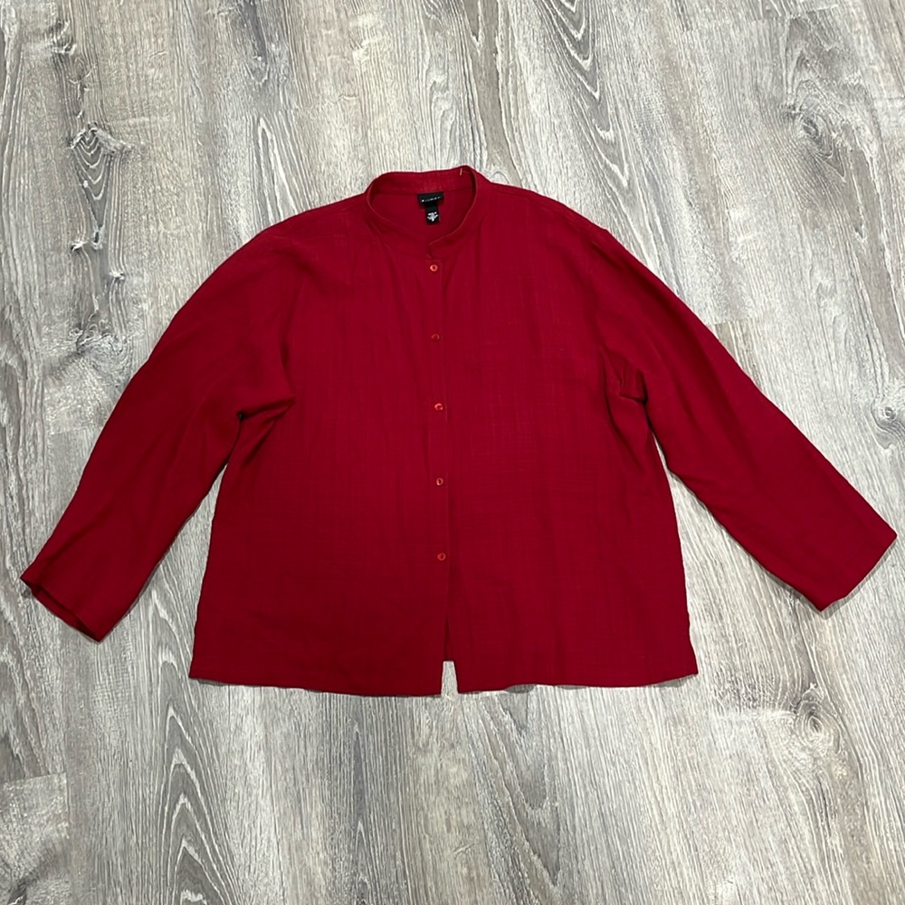 Eileen Fisher Women’s Button Up Light Weight Jacket Cherry Red Size Large Career